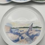 Assiette en porcelaine peint main décor paysage