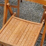 Set of 6 folding chairs in solid beech from the 70s