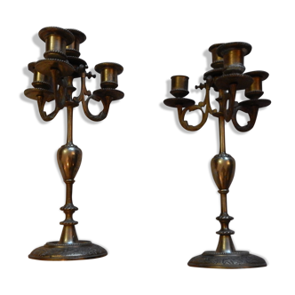 Pair of chandeliers late XIXe in bronze