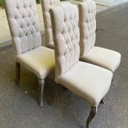 4 upholstered chairs in linen and ash, Maisons du Monde model Chloé.
