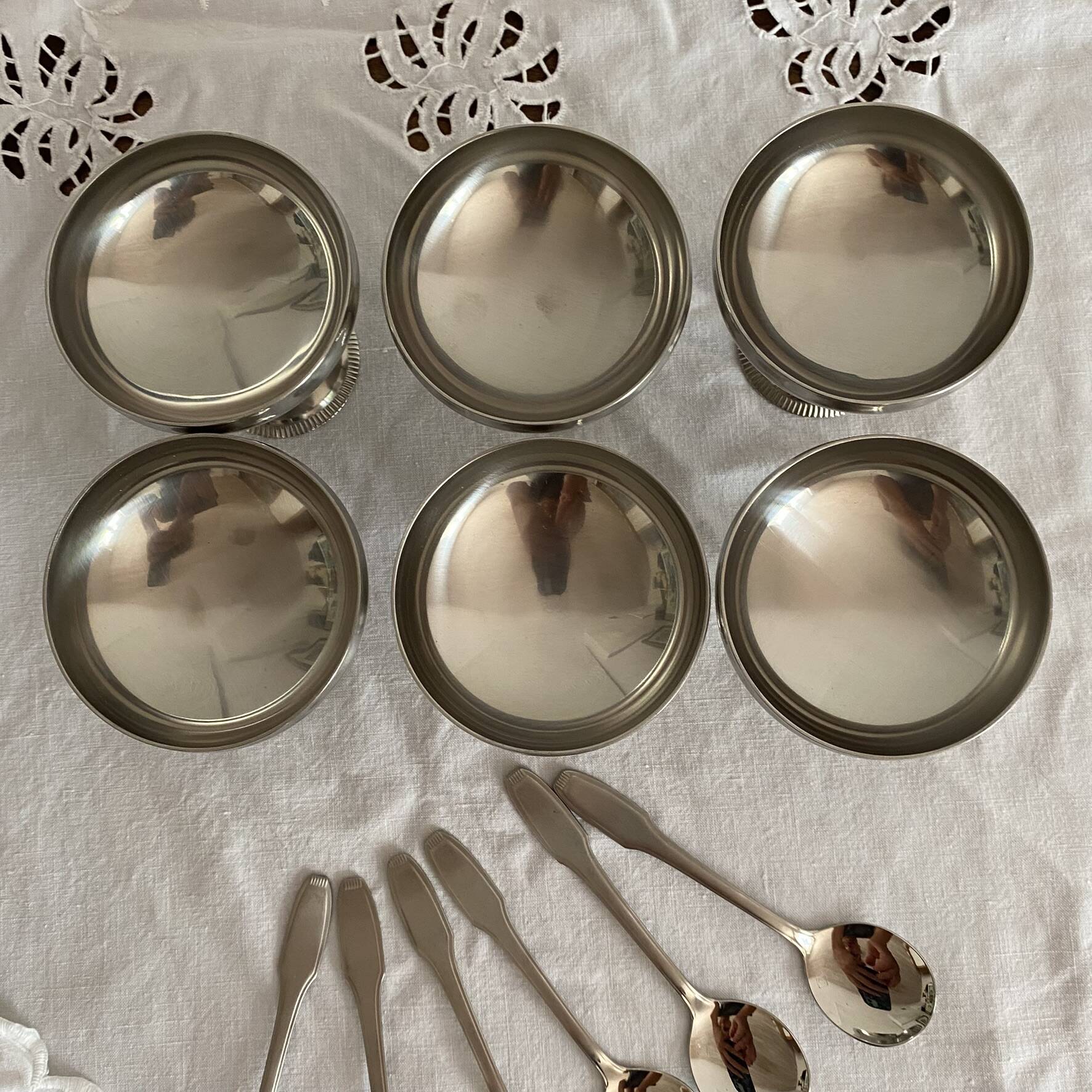 Stainless steel footed bowls Jean Couzon