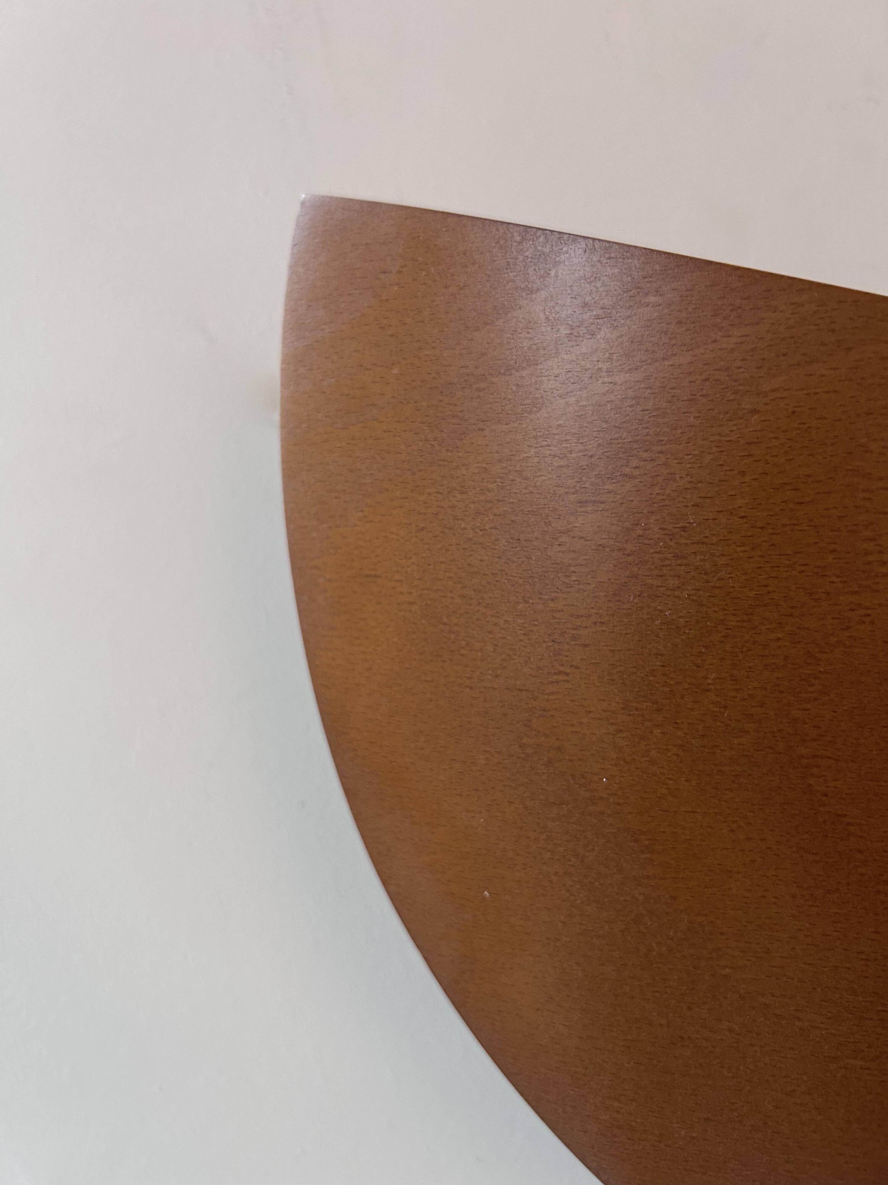 Pair of vintage thermoformed wood and sandblasted glass wall lights, France, 1980