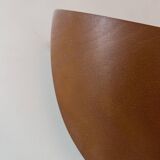 Pair of vintage thermoformed wood and sandblasted glass wall lights, France, 1980