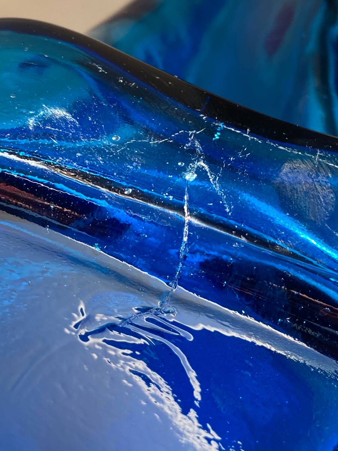 Blue glass vase, 1960s, Gunther Lambert