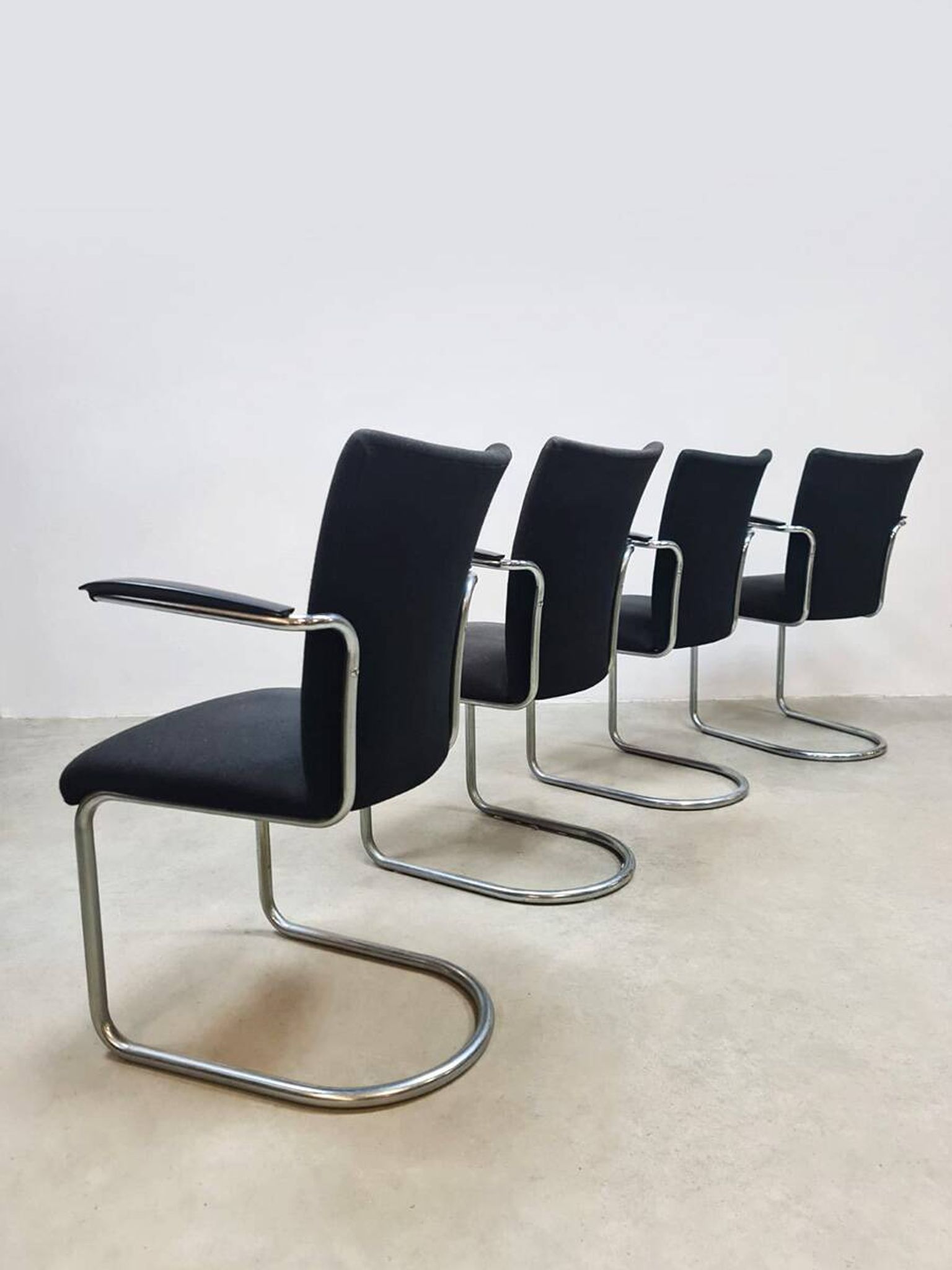 Vintage Dutch design de Wit dinner tubular armchairs