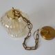 Vintage old gold pendant light, amber glass, 1960s chain lamp