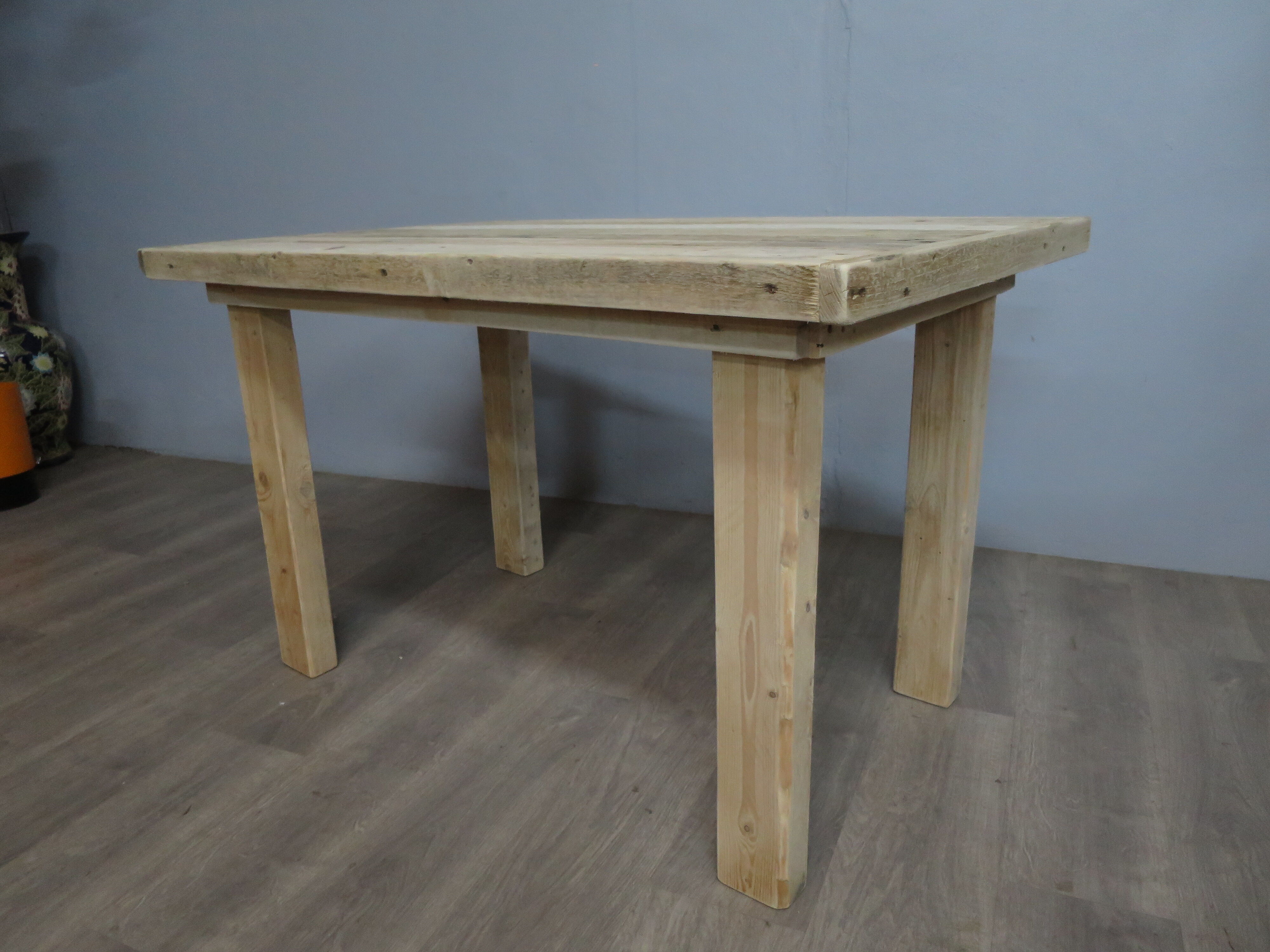 Raw farmhouse table in solid wood