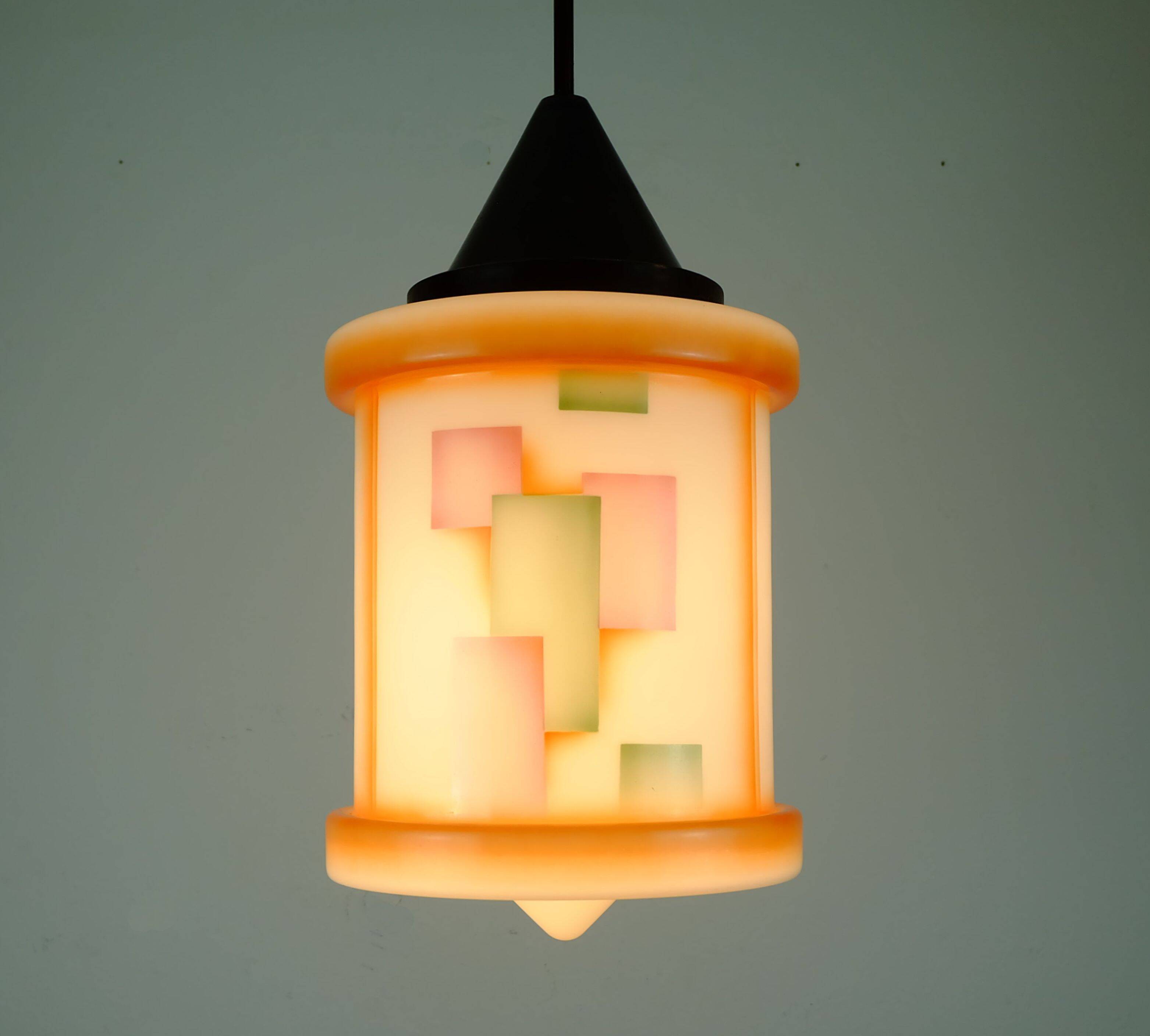 Art déco glass pendant light airbrush 1920s 30s avantgarde design