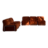 Modular Sofa Incorporated Coffee Table Burnt Orange Velvet