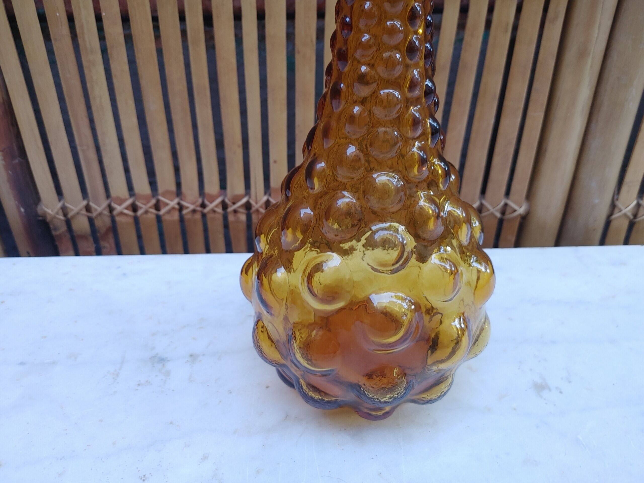 Amber soliflore vase, vintage from the 70's - H 34 cm