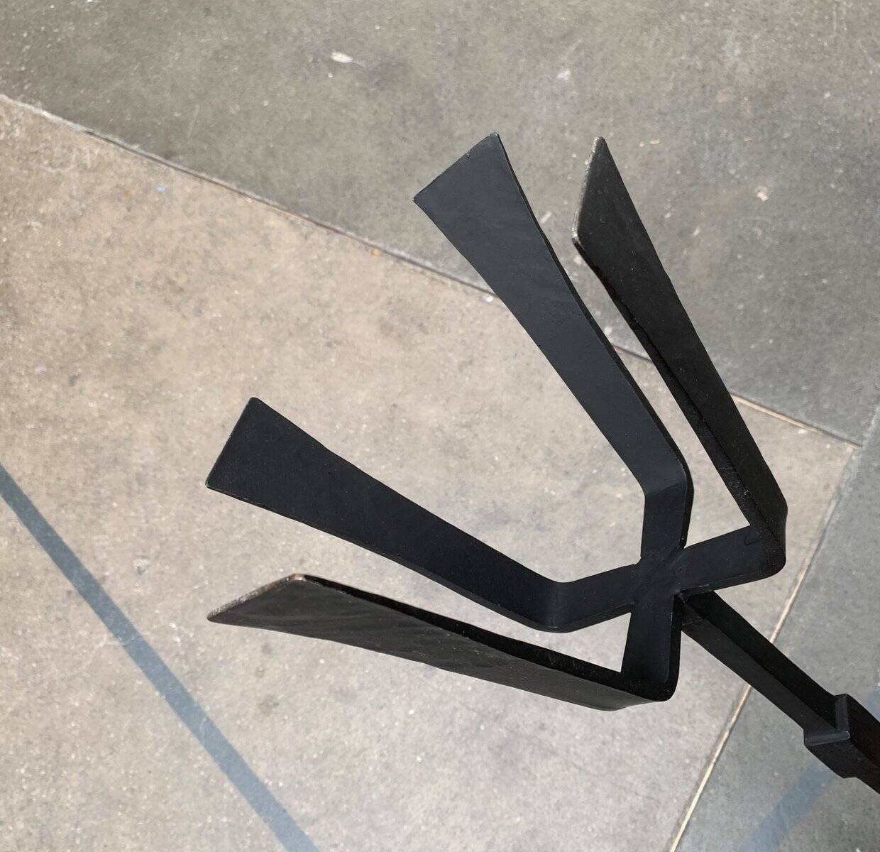 Vintage brutalist candle holder in wrought iron