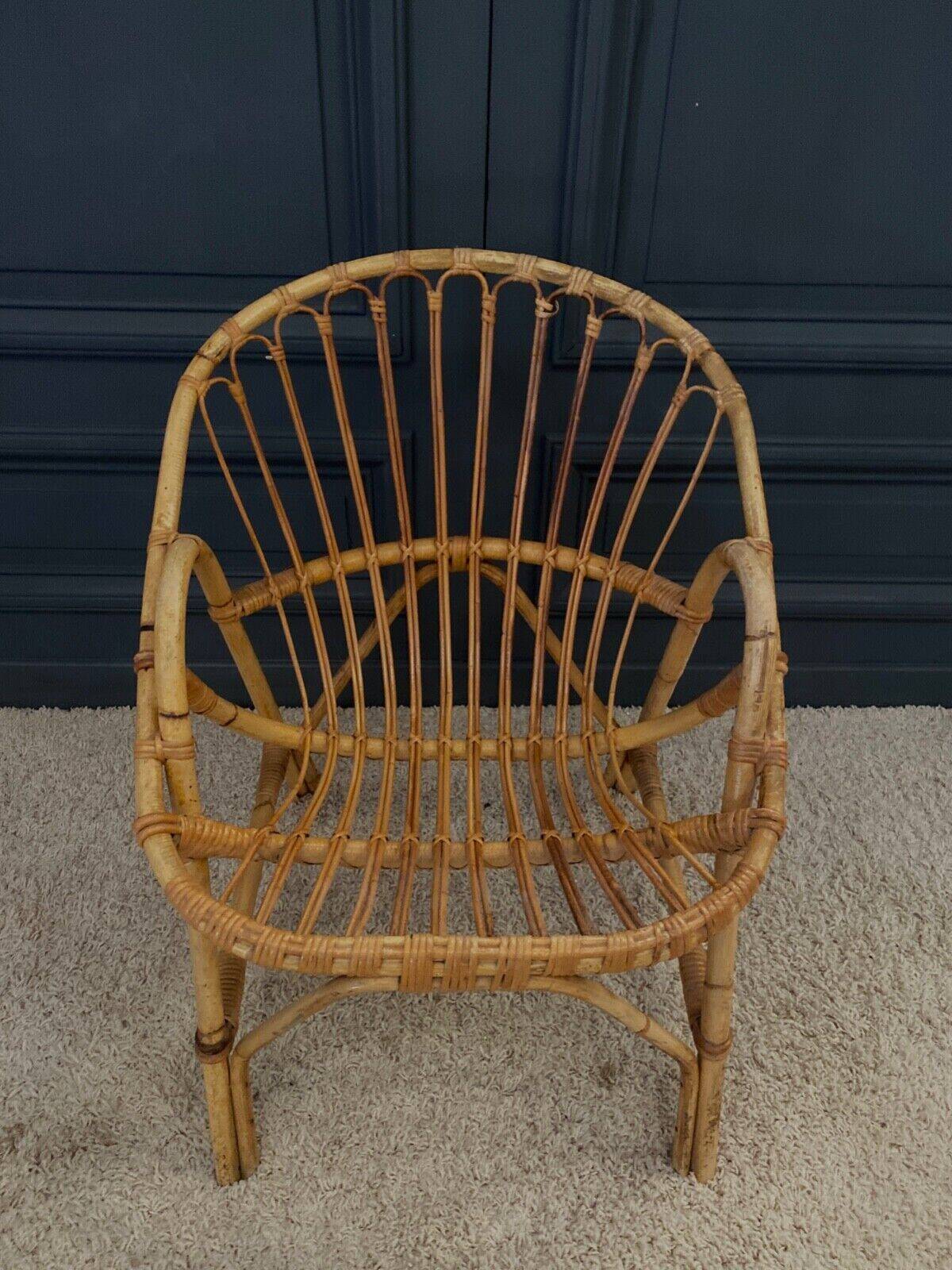 Paire de fauteuils en rotin, travail français 1960