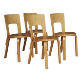 Alvar Aalto model 66 Chairs for Artek. 1940s. Set of 4