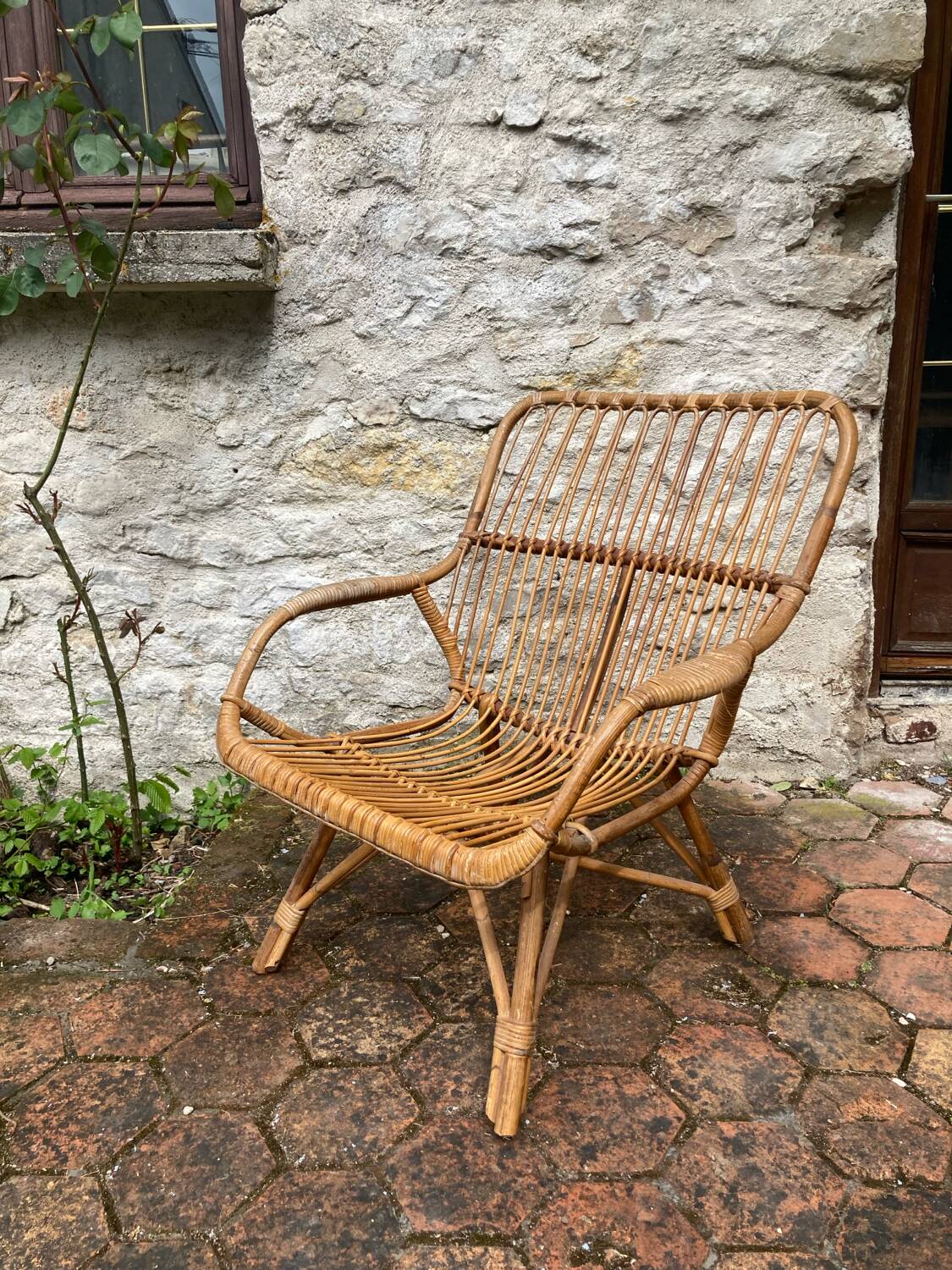 Vintage rattan armchair
