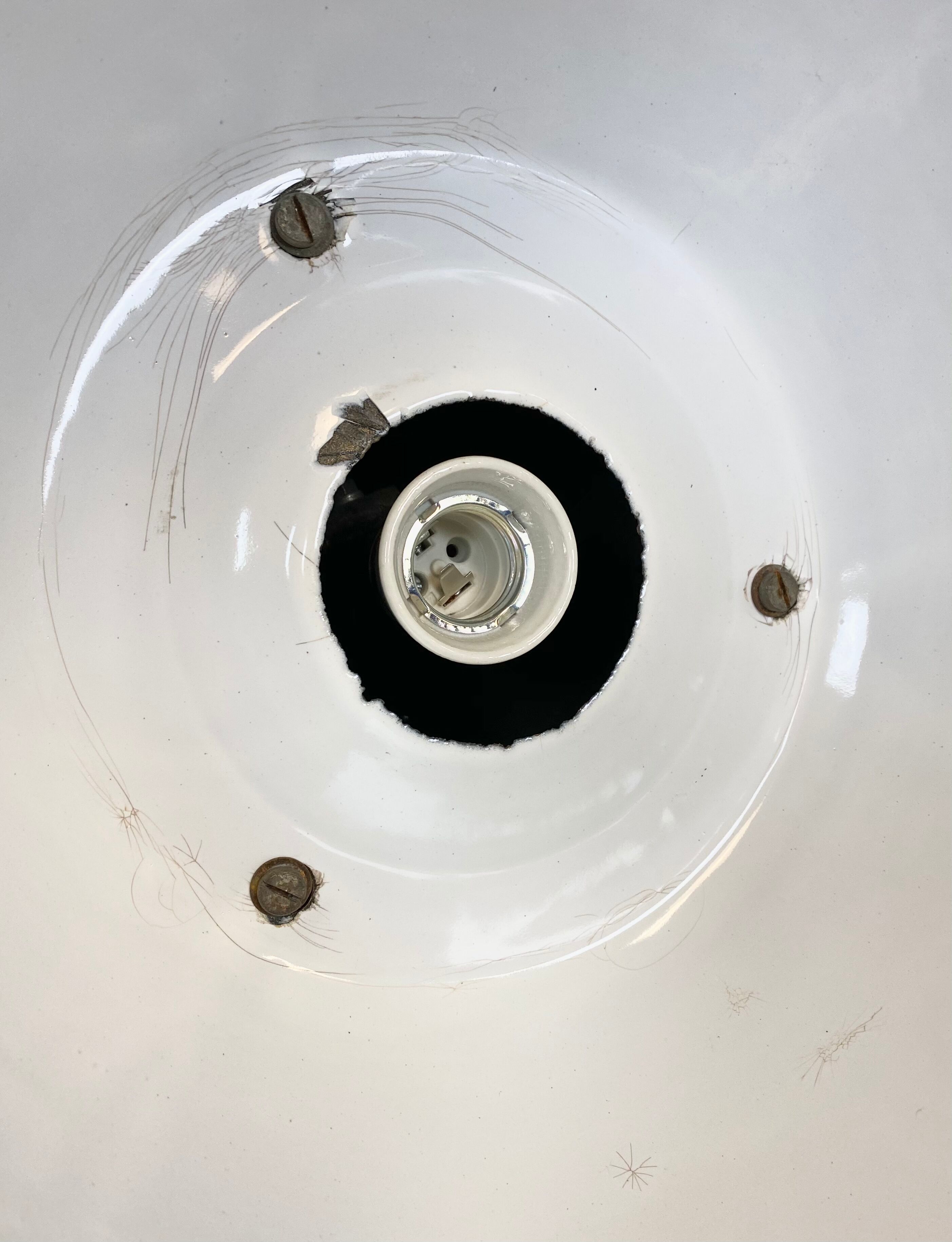 Industrial black enamel bauhaus pendant lamp, 1930s