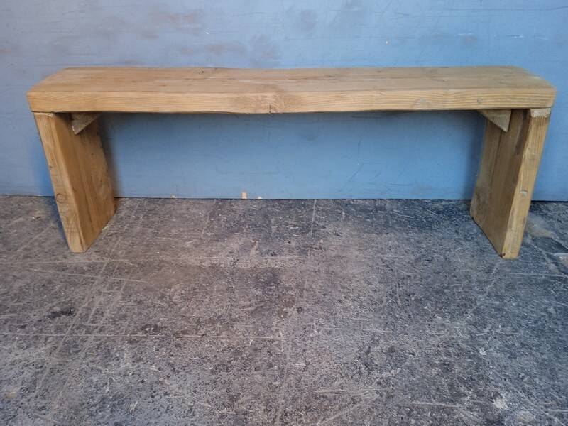 Bench 120 cm old solid wood with patina