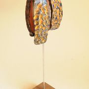 Glazed Terracotta Sculpture Signed - Abstract Art - Blue Amber