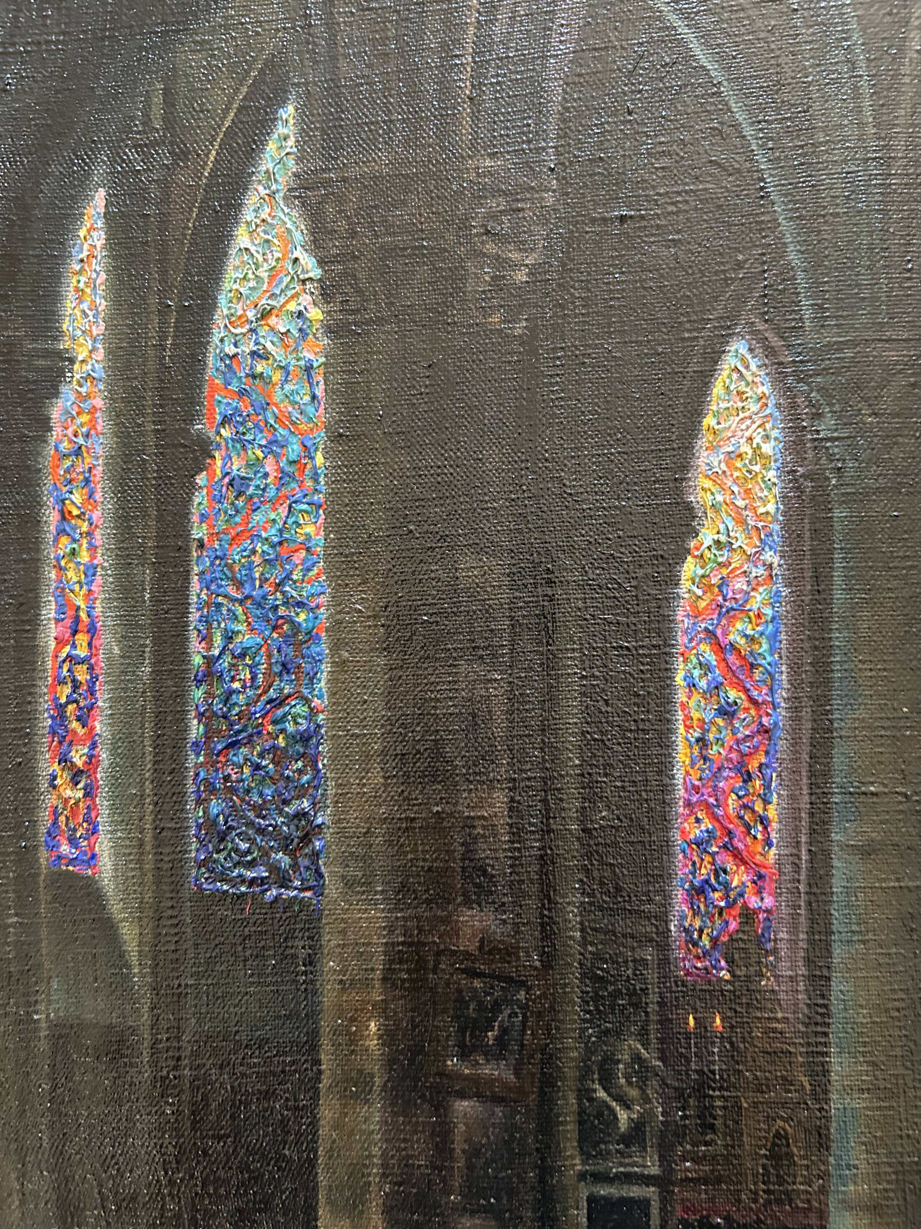 Gaston Delpard – Huile sur toile signée – Vue d’église