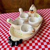 Dish and egg cups with chick designs
