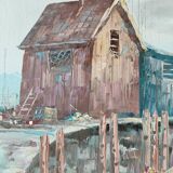 Antique oil painting by Naval A. Simpson.