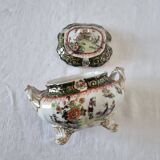 Antique Masons Sauce Boat with Lid English Porcelain Chinoiserie F