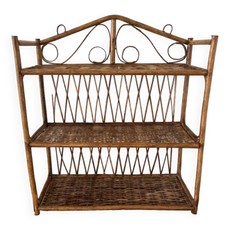 Vintage wicker wall shelf