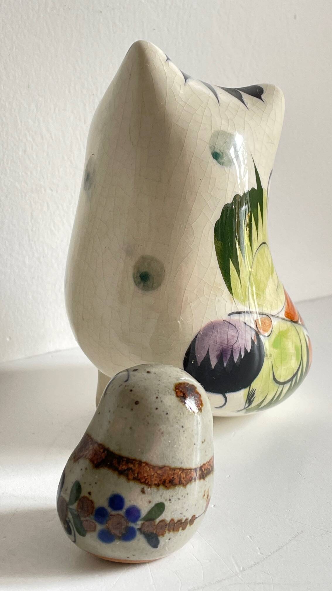 Duo HIBOUX Vintage ARTISANAL Ceramics