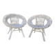 Fauteuil vintage en rotin blanc