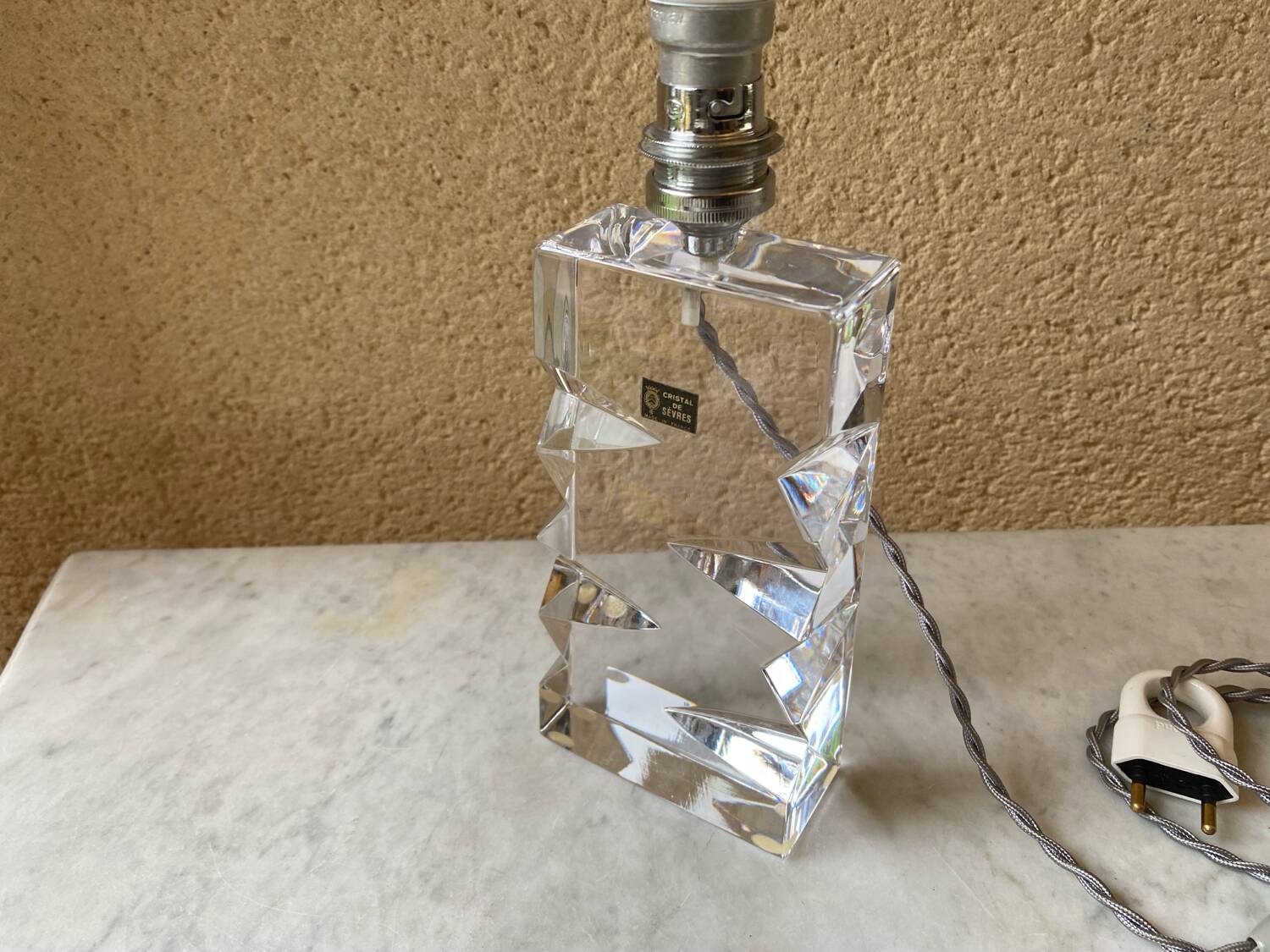 Vintage Sèvres crystal lamp base, Bauhaus/Art Deco design