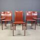 Chaises de salle à manger italiennes en cuir rouge, années 1980 - lot de 6