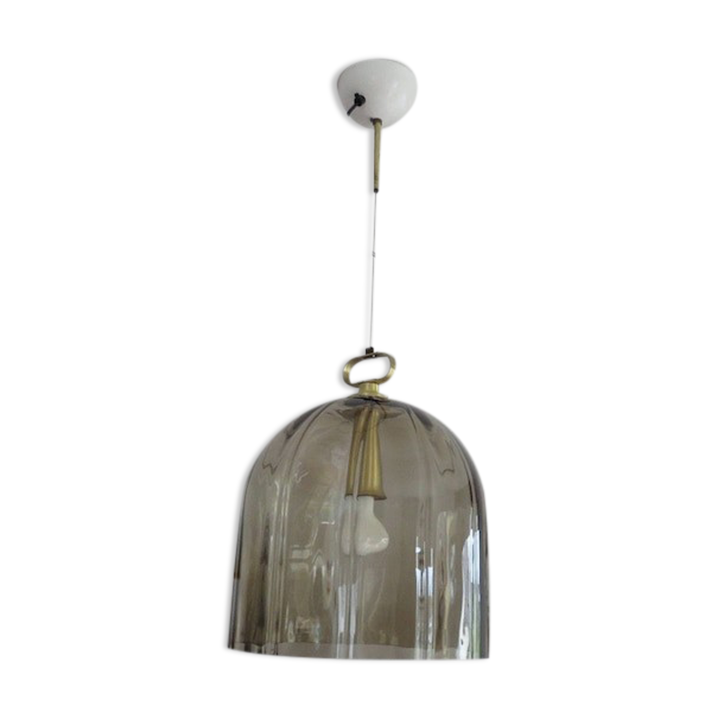 Peill & putzler suspension smoked glass and brass 70s
