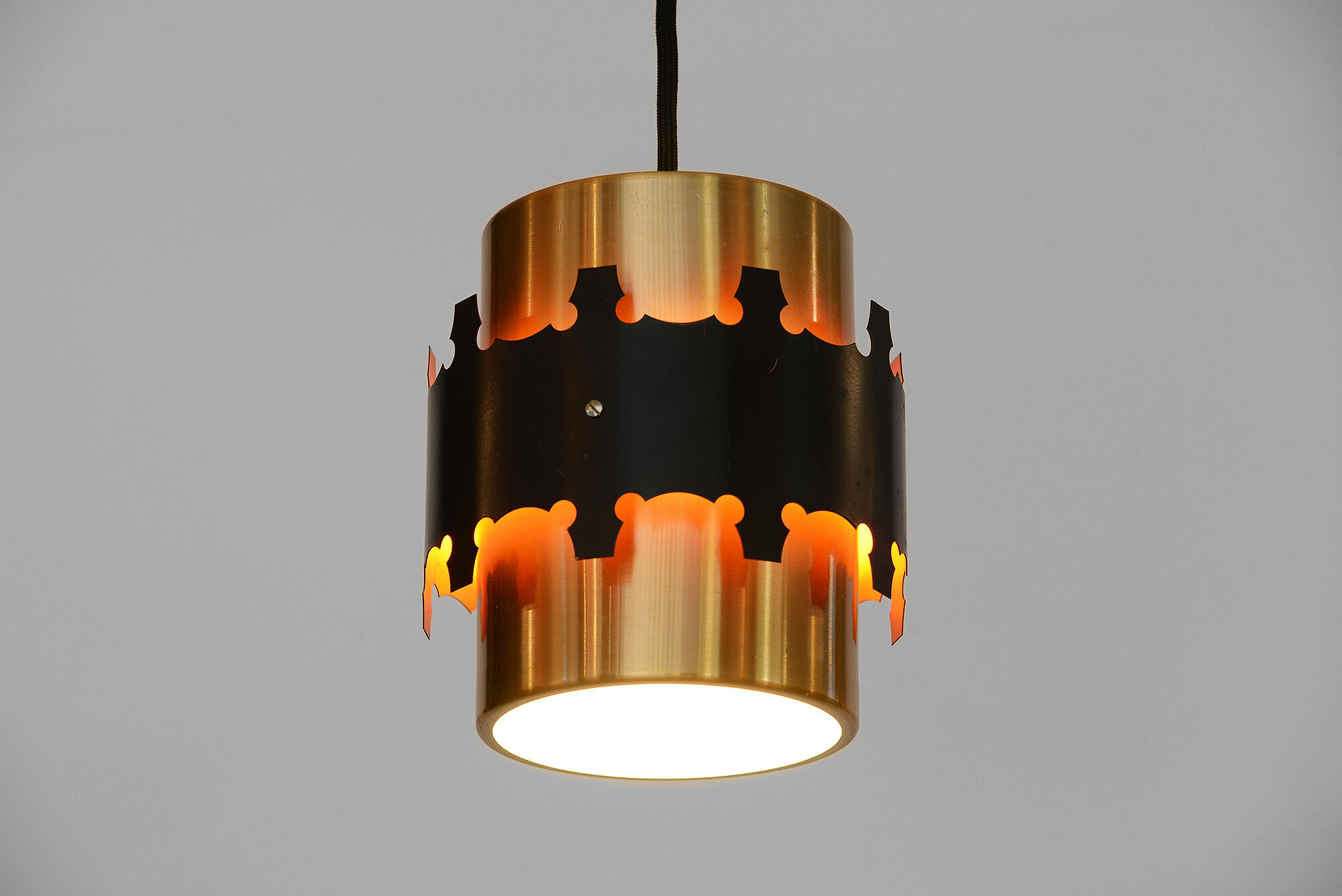 Copper colored aluminum pendant light by Coronell Electro, Denmark 1960