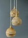 Suspension cascade 3 globes vintage en verre granité jaune et doré