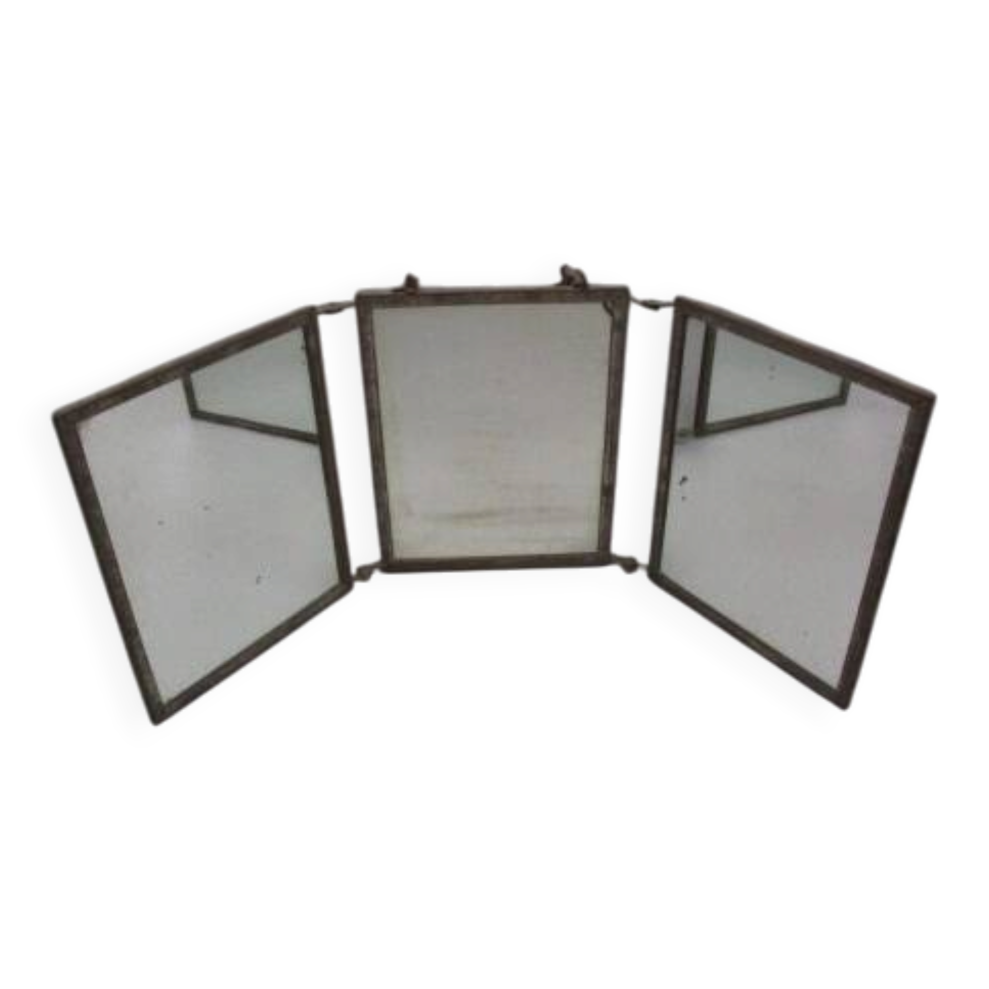 Small antique triptych barber mirror