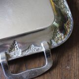 Rectangular metal serving tray with two handles Raisins