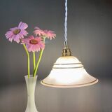 Vintage lampshade pendant lamp in white and gold granite glass