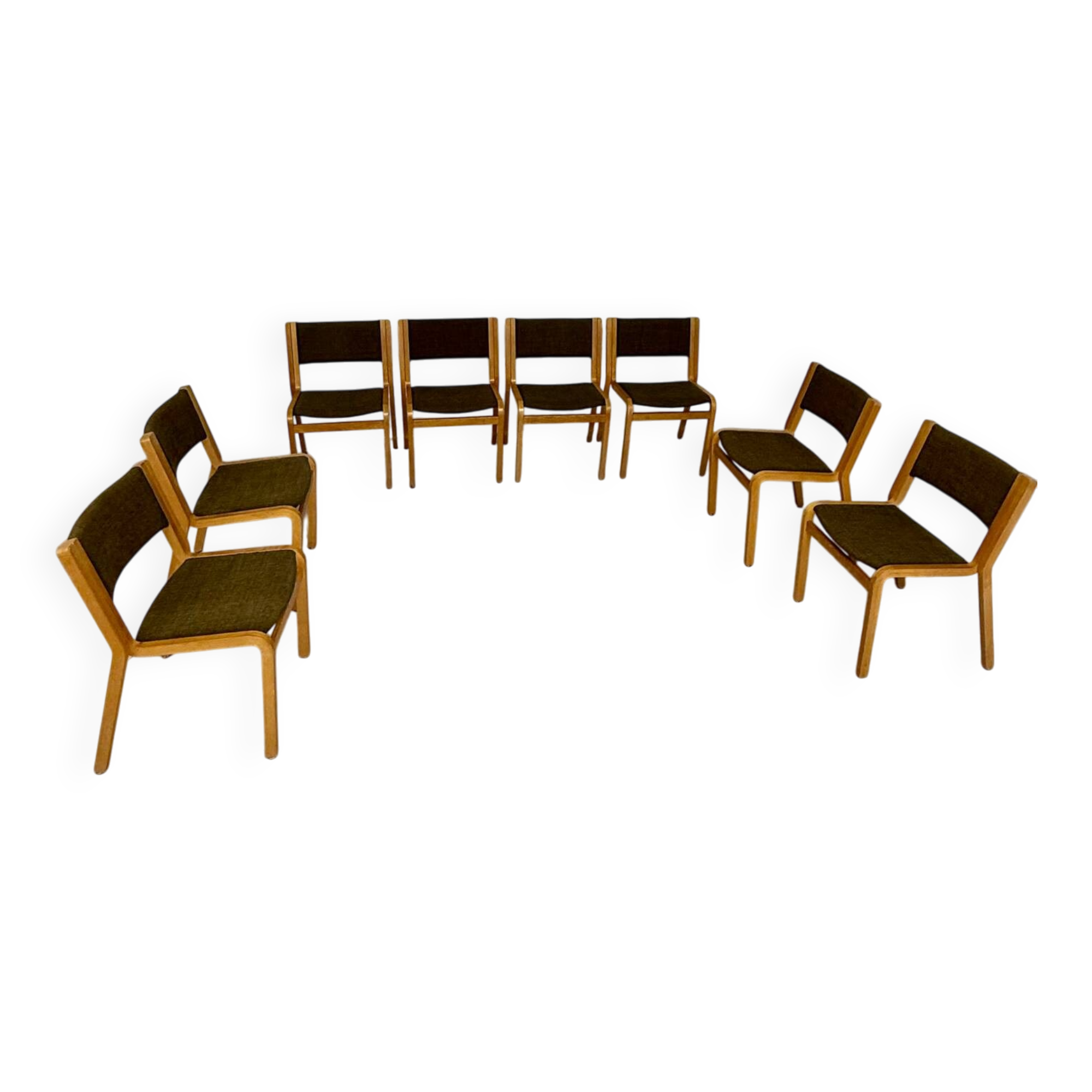 Set of 8 Thygesen and Sorensen / Magnus Olesen designer chairs from the 70s