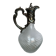 Glass decanter and silver metal frame
