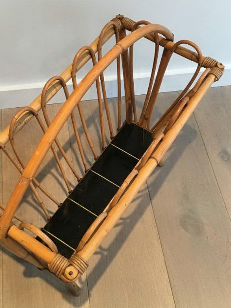 Rattan magazine rack