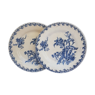 Set of 2 flat plates Gien model Chardons