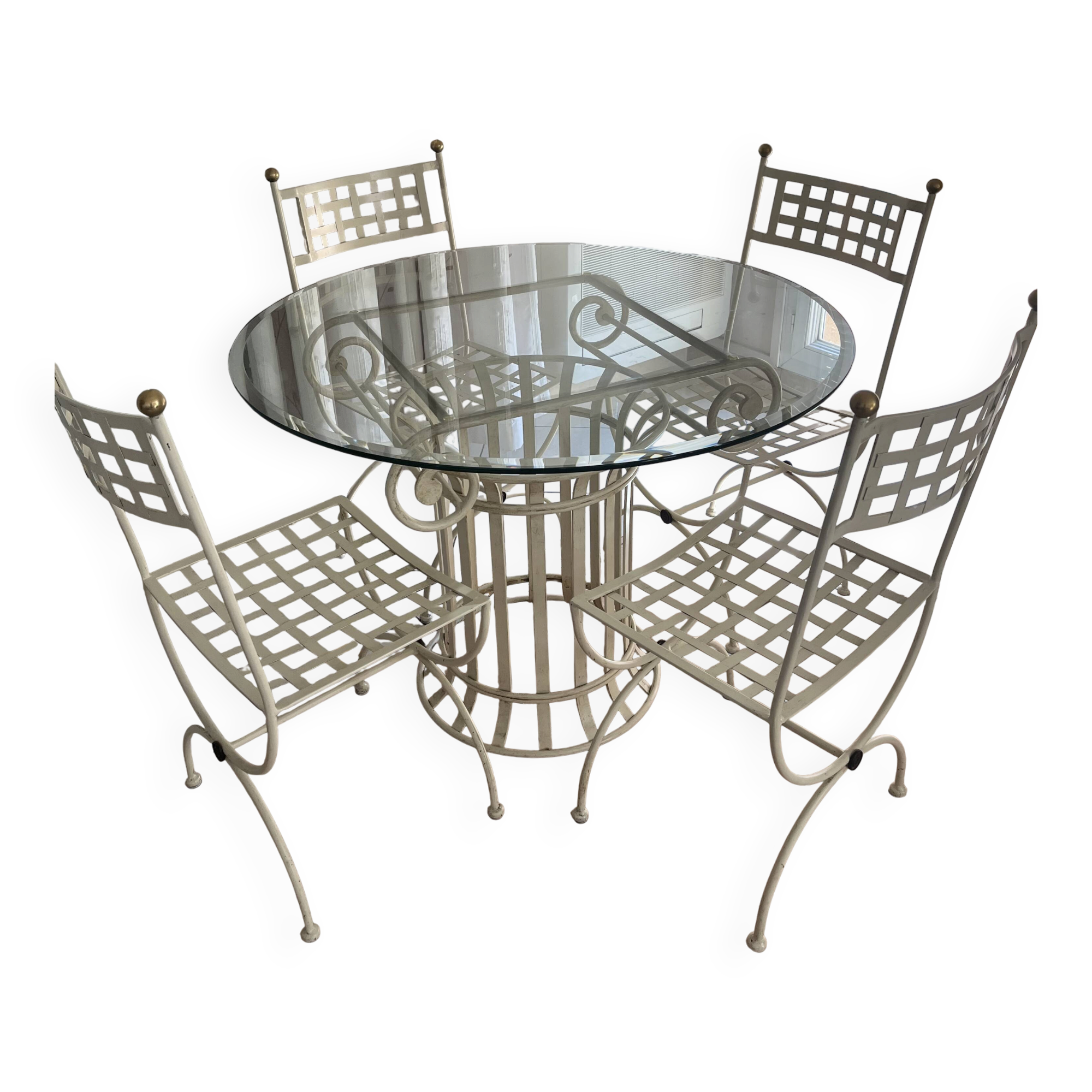 Wrought iron round table and 4 chairs