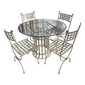 Table ronde en fer forgé - chaises