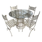 Wrought iron round table and 4 chairs