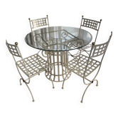 Wrought iron round table and 4 chairs