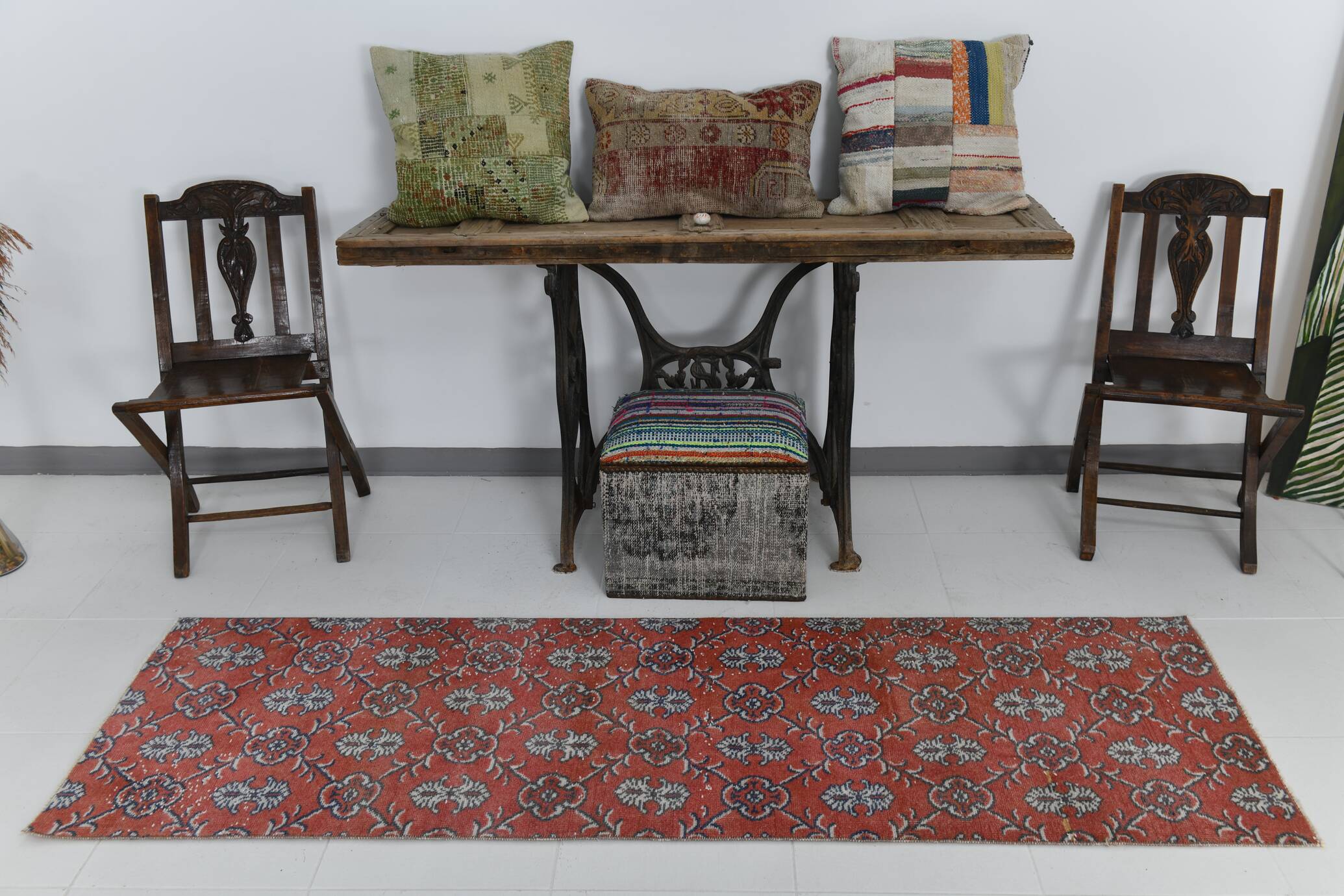 2x7 narrow vintage runner rug, 73x225cm