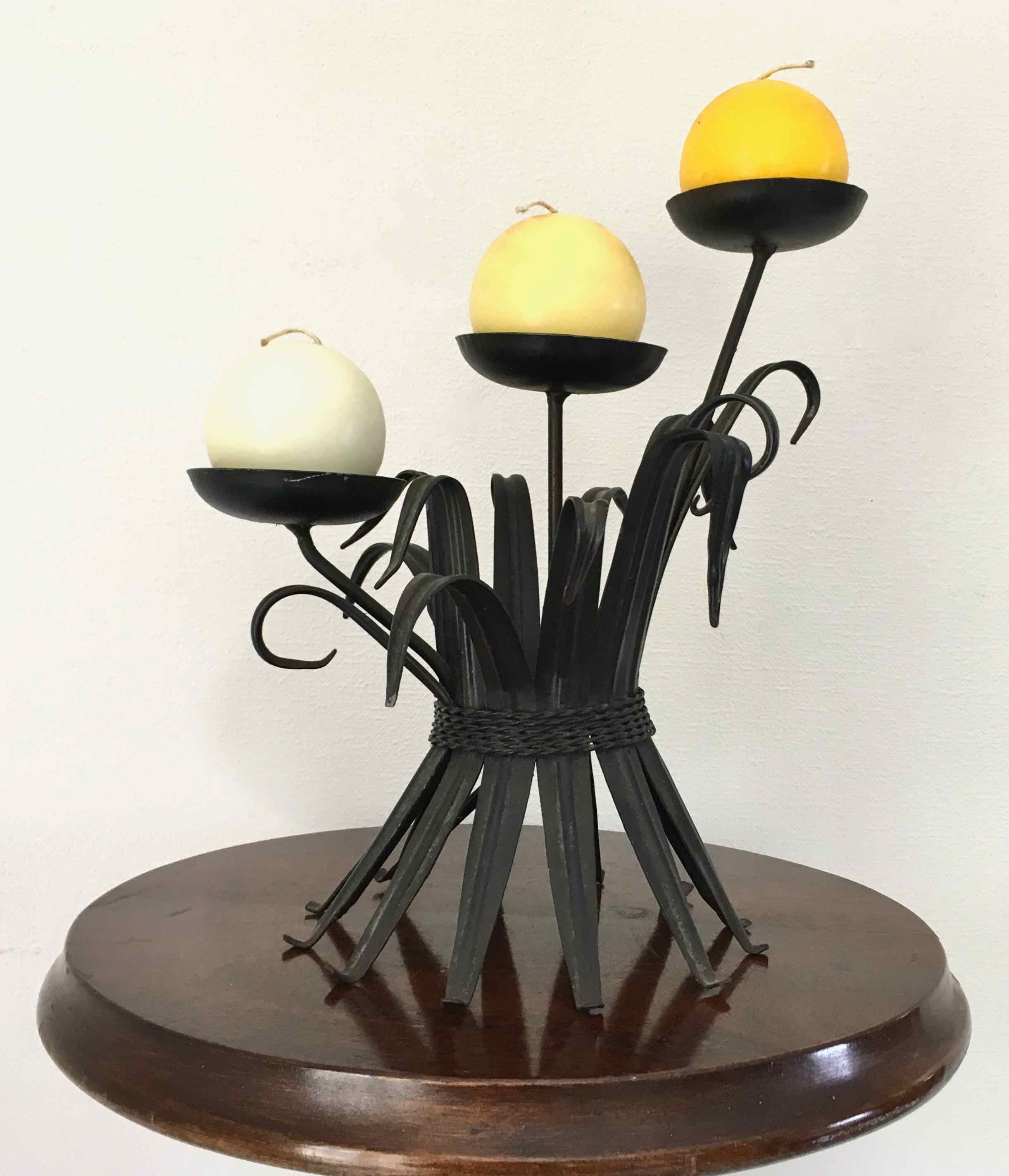 Bougeoir vintage feuillage en fer