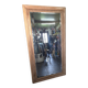 Large bevelled floor mirror in oak