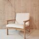 Fauteuil velours ivoire