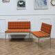 Vintage orange benches from the 70s