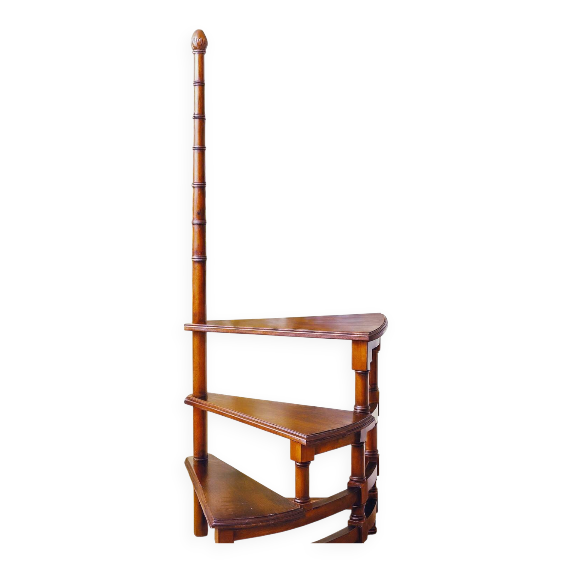 Spiral staircase for library made of mahogany wood